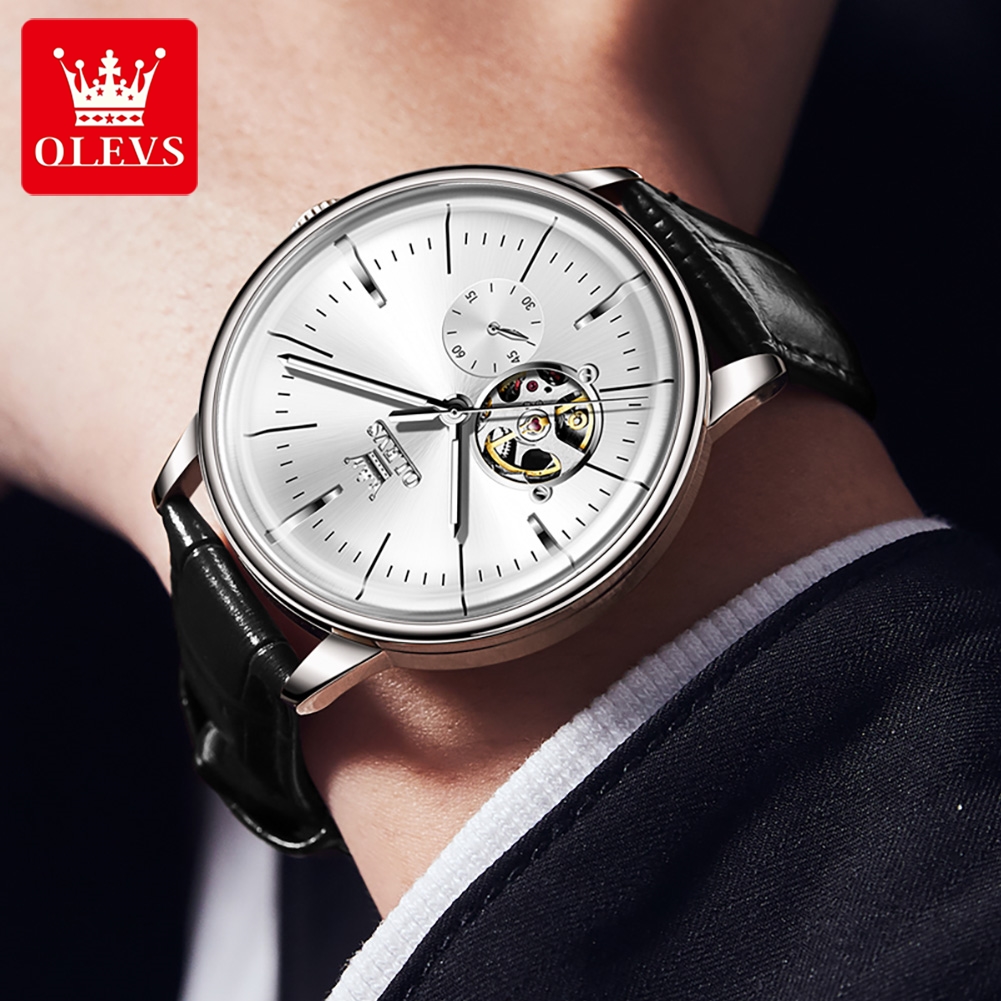 OLEVS 6708 Orologio da Uomo al - Leather Watch Strap recensione e prezzo