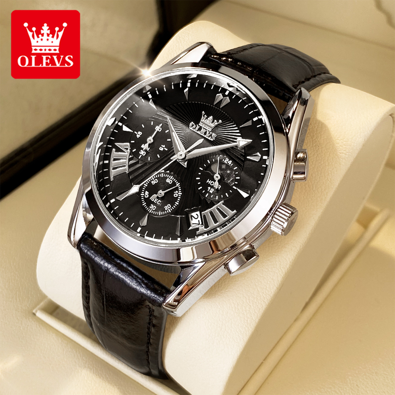 OLEVS orologi da uomo moda cas - Leather Watch Strap recensione e prezzo