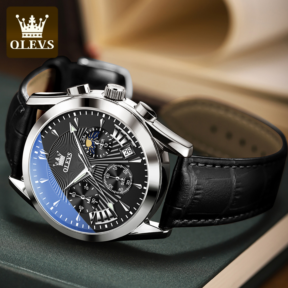 OLEVS orologi da uomo moda cas - Leather Watch Strap recensione e prezzo